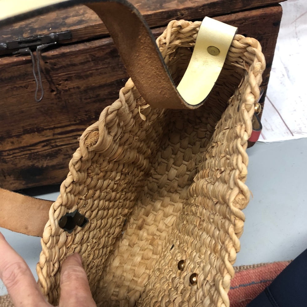 Vintage Straw and Leather Handbag Tote - Picture 10 of 10